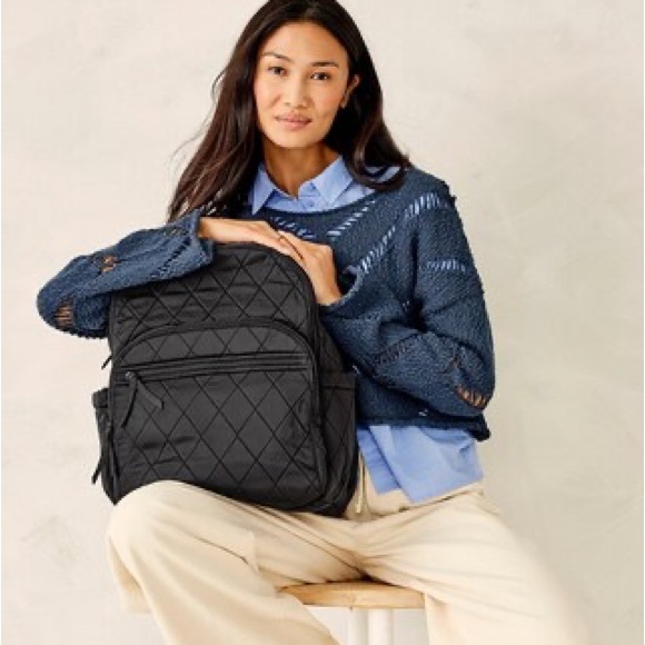 NWTVera BradleyUltralight Lay Flat Travel Black Quilted Backpack